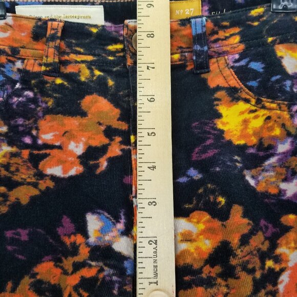 Pilcro Serif Corduroy Skinny Pants Women's 27 Floral Black Anthropologie Stretch - Picture 16 of 16